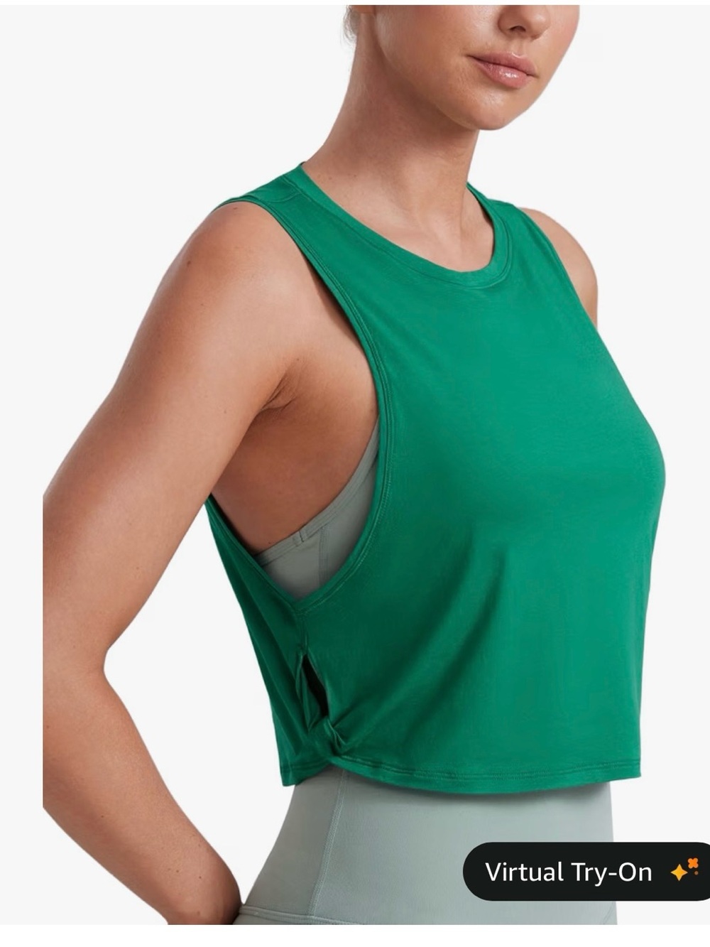 CRZ YOGA Emerald Green Sleeveless Cropped Tank Top